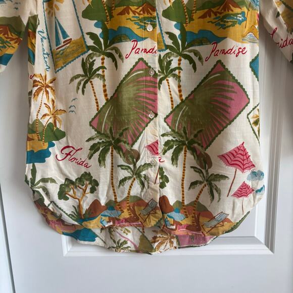 NWT Oversized Resort Wear Novelty Print Tunic Shirt Dress Cover Up S Florida - Picture 14 of 14